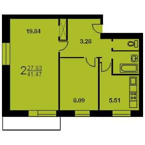 Дом 1-515-5 планировка двухкомнатной квартиры 1