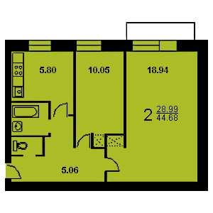 Дом 1-515-5 планировка двухкомнатной квартиры 3
