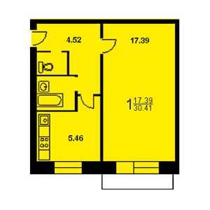 Дом 1-515-5 планировка однокомнатной квартиры 2