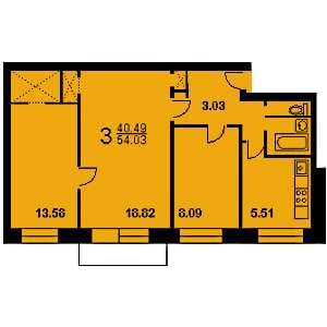 Дом 1-515-5 планировка трехкомнатной квартиры 2