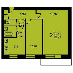 Дом 1-515-9М планировка двухкомнатной квартиры