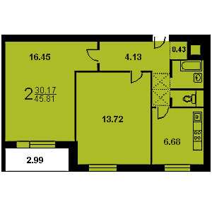 Дом 1605-12 планировка двухкомнатной квартиры 1