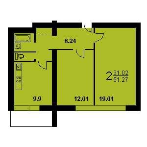 Дом И-491А планировка двухкомнатной квартиры 1