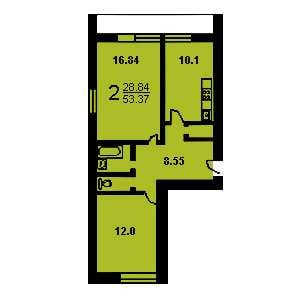 Дом И-522А планировка двухкомнатной квартиры 1