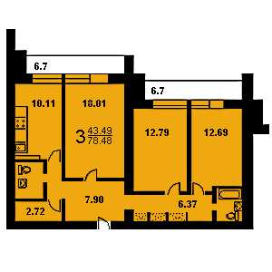 Дом И-700А планировка трехкомнатной квартиры 2