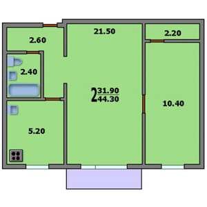Дом II-18-9 планировка двухкомнатной квартиры 2