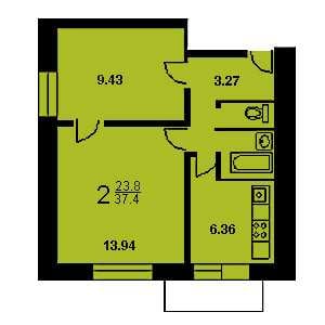 Дом II-18 планировка двухкомнатной квартиры 1