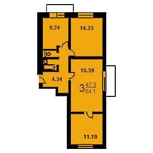 Дом II-18 планировка трехкомнатной квартиры