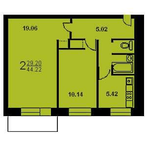 Дом II-29 планировка двухкомнатной квартиры 3