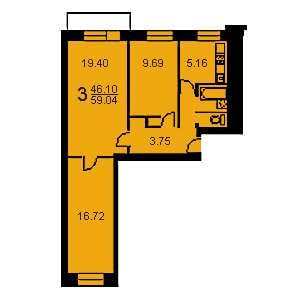 Дом II-29 планировка трехкомнатной квартиры 1