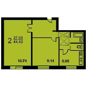 Дом II-49 планировка двухкомнатной квартиры 1