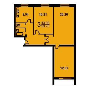 Дом II-49 планировка трехкомнатной квартиры 1