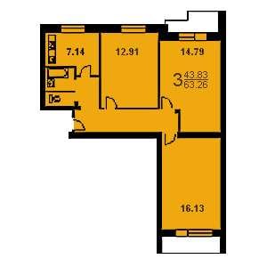 Дом II-57 планировка трехкомнатной квартиры