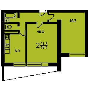 Дом II-68-2 планировка двухкомнатной квартиры 2