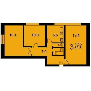 Дом II-68-3 планировка трехкомнатной квартиры 2