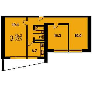 Дом II-68 планировка трехкомнатной квартиры