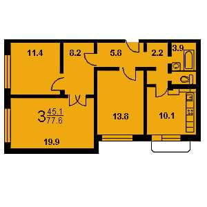 Дом КОПЭ планировка трехкомнатной квартиры 2