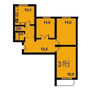 Дом КОПЭ планировка трехкомнатной квартиры 3
