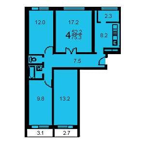 Дом П-30 планировка четырехкомнатной квартиры