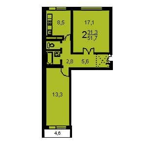 Дом П-30 планировка двухкомнатной квартиры 2