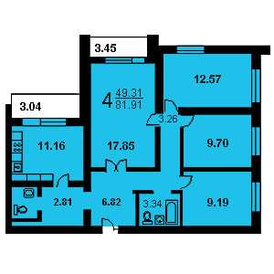 Дом П-42 планировка четырехкомнатной квартиры
