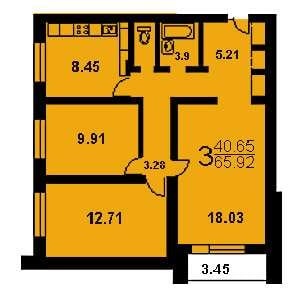 Дом П-43 планировка трехкомнатной квартиры