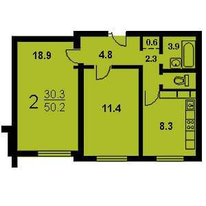 Дом П-44 планировка двухкомнатной квартиры 1