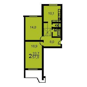 Дом П-44 планировка двухкомнатной квартиры 2