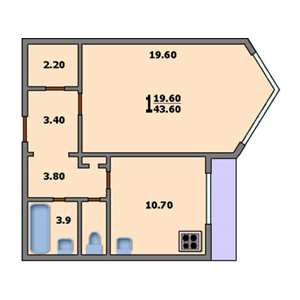 Дом П-44М планировка однокомнатной квартиры
