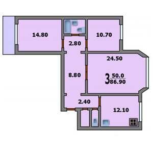 Дом П-44М планировка трехкомнатной квартиры