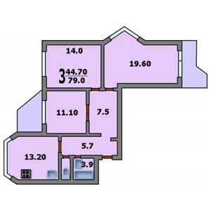 Дом П-44Т планировка трехкомнатной квартиры