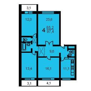 Дом П-46М планировка четырехкомнатной квартиры