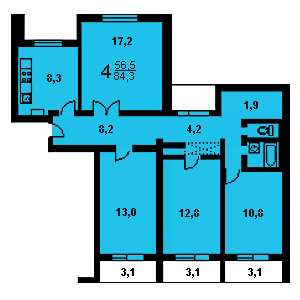 Дом П-55 планировка четырехкомнатной квартиры
