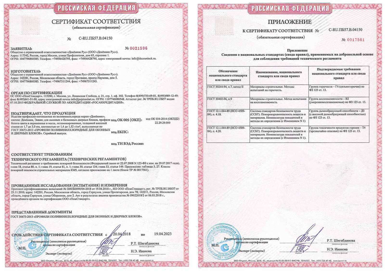 Сертификат соответствия профиля пожарной безопасности 123−ФЗ от 29.07.17