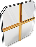 окно с золотой раскладкой 18 и 26мм